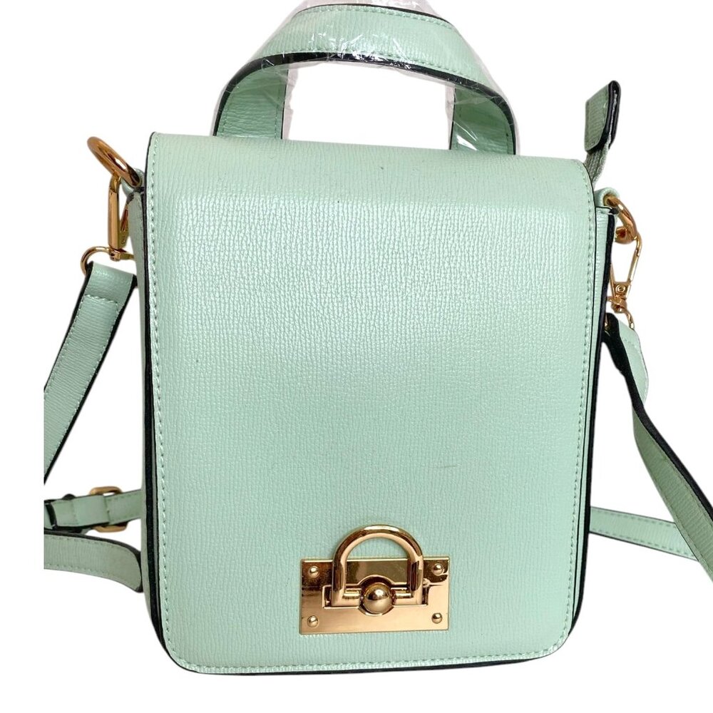 Isabelle Mint Green Vegan Leather Crossbody Bag Top Handle NWT Office Church